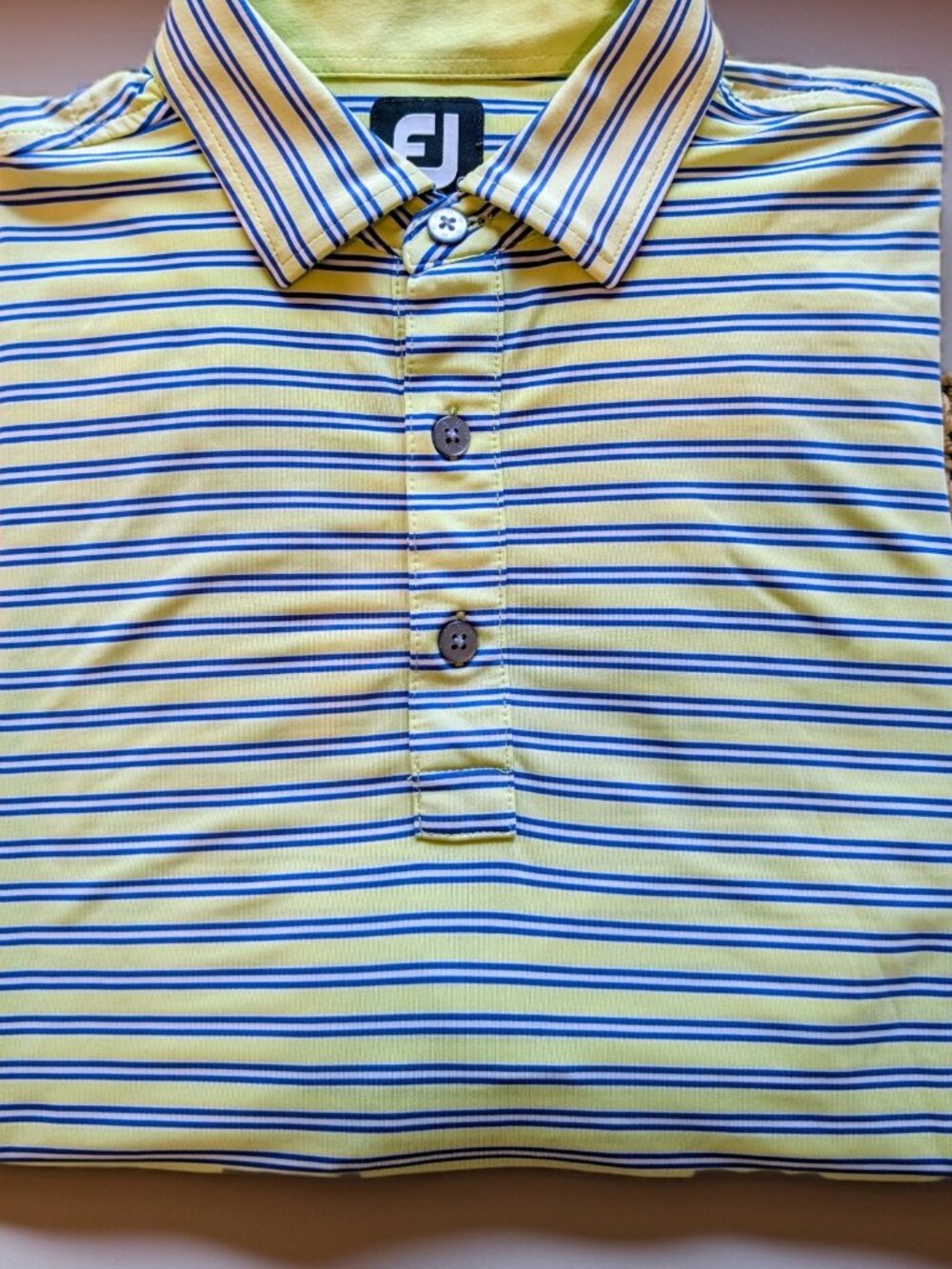 FootJoy Lime and Navy Striped Polo